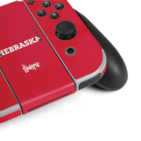 University of Nebraska Red Nintendo Switch OLED (2021) Skin